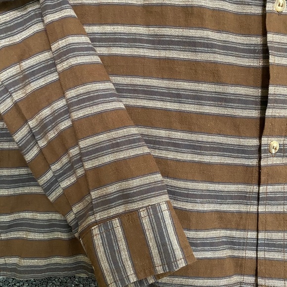 Grade & Gather Brown/Black/Tan Striped Shirt M - Picture 3 of 5